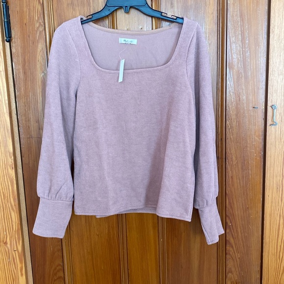 NWT Madewell ottoman Rib Square-neck top - Picture 3 of 5